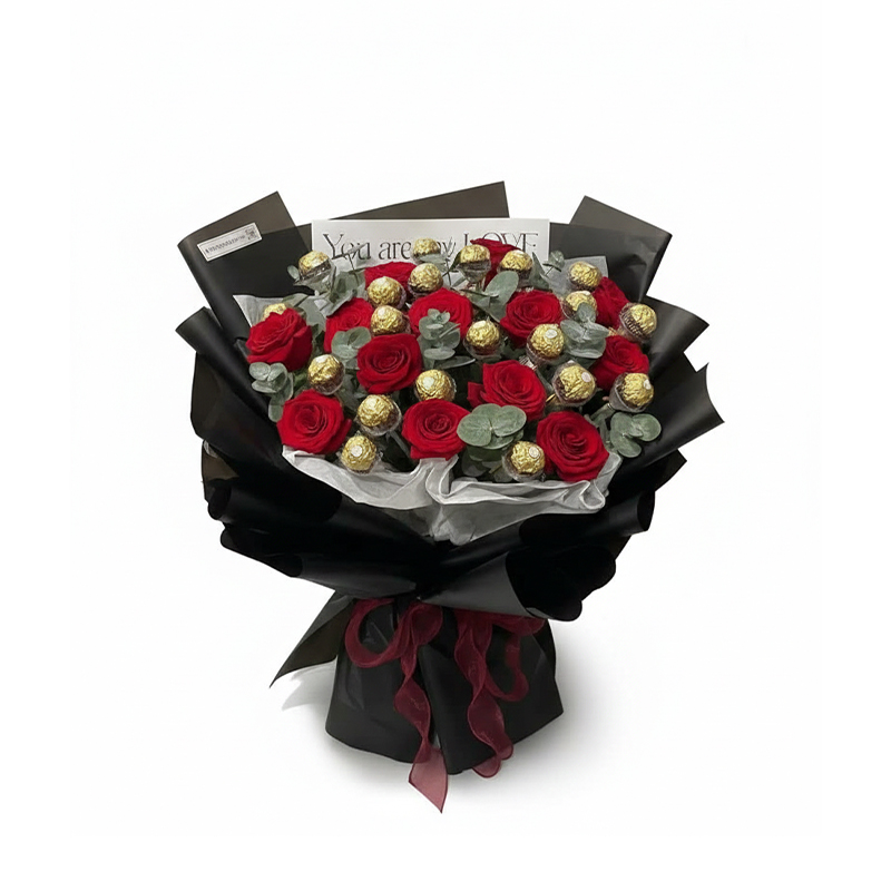 Rose & Chocolate Bouquet *15rose-20pcs