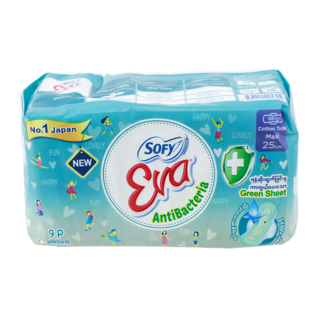 Sofy Eva Anti Bacteria Cotton Sanitary Pad 25cm-9pad